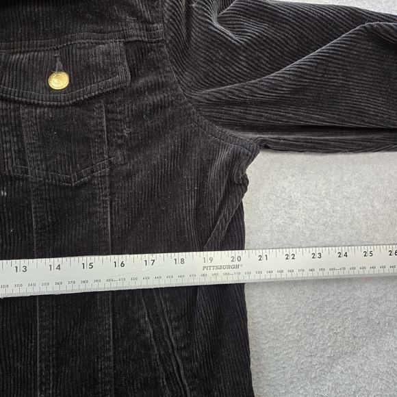 Lauren Jeans Co. Ralph Women Jacket L Black Corduroy Trucker Button - Picture 5 of 7